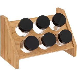 Marca 5five Scaffale per spezie in bambù - 6 barattoli - Accessori cucina Marca 5five Scaffale per spezie in bambù - 6 barattoli - Accessori cucina