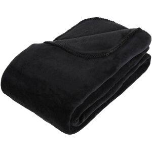Plaid Microfibre Atmosphera - 180x230cm - Noir - Publicité Plaid Microfibre Atmosphera - 180x230cm - Noir - Publicité