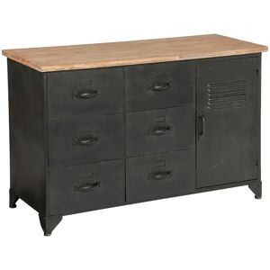 Commode Atmosphera en métal et bois noir 6 tiroirs - Style industriel - Publicité Commode Atmosphera en métal et bois noir 6 tiroirs - Style industriel - Publicité