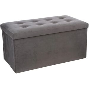 Pouf Doble Plegable de Terciopelo Gris Atmosphera - Almacenamiento y Asiento Pouf Doble Plegable de Terciopelo Gris Atmosphera - Almacenamiento y Asiento