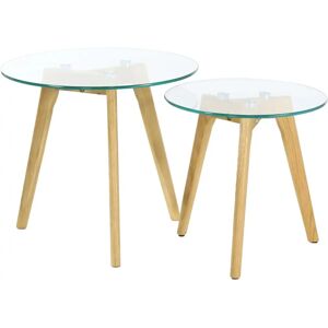 HOME KOOL HOME Tables Gigognes Beige en Bois et Verre - Tables d'appoint - Publicité HOME KOOL HOME Tables Gigognes Beige en Bois et Verre - Tables d'appoint - Publicité