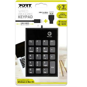 Port Designs 900801 Przenośny klawiatura numeryczna - USB, Czarna, Szara Port Designs 900801 Przenośny klawiatura numeryczna - USB, Czarna, Szara