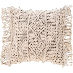 Coussin en coton macramé beige avec franges - Type de coussin - Publicité Coussin en coton macramé beige avec franges - Type de coussin - Publicité