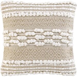Housse de coussin beige/blanc en coton et polyester - Coussins & Housses - Publicité Housse de coussin beige/blanc en coton et polyester - Coussins & Housses - Publicité