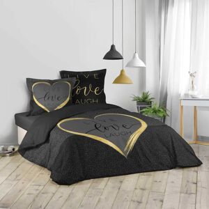 Douceur d'intérieur Black Cotton Bed Linen Set - Bed Type Douceur d'intérieur Black Cotton Bed Linen Set - Bed Type