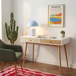 Bureau UTAH - Kompakt skrivbord med träeffekt lådor Bureau UTAH - Kompakt skrivbord med träeffekt lådor