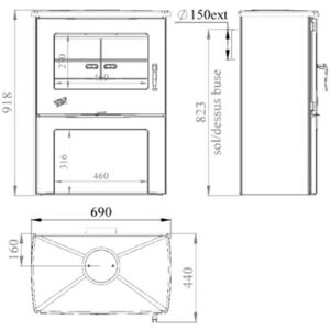 Poêle à bois Godin - 8,5kW Fonte - Gris Argente - Poêle à bois Poêle à bois Godin - 8,5kW Fonte - Gris Argente - Poêle à bois
