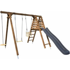 Ensemble de Jeux Soulet - Bois Naturel avec Toboggan et Balançoires - Publicité Ensemble de Jeux Soulet - Bois Naturel avec Toboggan et Balançoires - Publicité