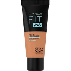 Maybelline Fit Me Base Líquida Mate y Poreless 334 Tono Bronceado Cálido Maybelline Fit Me Base Líquida Mate y Poreless 334 Tono Bronceado Cálido