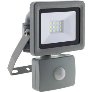 Projecteur LED 10W Gris avec Détecteur de Mouvement - IP44 CE - Publicité Projecteur LED 10W Gris avec Détecteur de Mouvement - IP44 CE - Publicité