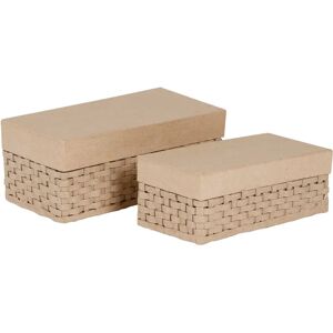 Décopatch Handmade Brown Papier-mâché Storage Box Set - Decorative Rectangular Baskets Décopatch Handmade Brown Papier-mâché Storage Box Set - Decorative Rectangular Baskets
