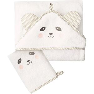 Vertbaudet Cape de bain bébé à capuche brodée animaux blanc - 70x70 - Publicité Vertbaudet Cape de bain bébé à capuche brodée animaux blanc - 70x70 - Publicité