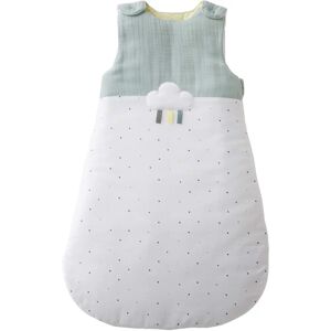 Vertbaudet Baby Sleeping Bag - 18/36M - Cotton Gaze - White/Green Vertbaudet Baby Sleeping Bag - 18/36M - Cotton Gaze - White/Green