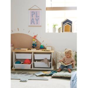 Móvel de armazenamento Vertbaudet - Branco/Madeira - 4 Caixas Móvel de armazenamento Vertbaudet - Branco/Madeira - 4 Caixas