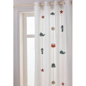 Vertbaudet White Under the Ocean Translucent Curtain with Marine Animal Motifs Vertbaudet White Under the Ocean Translucent Curtain with Marine Animal Motifs