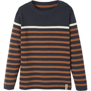 Vertbaudet Navy Striped Ocher Boy Sweater - Child 14A Vertbaudet Navy Striped Ocher Boy Sweater - Child 14A