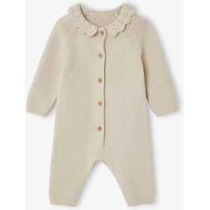 Vertbaudet Baby Knit Jumpsuit - Crochet Collar - Pique Stitch - Button Front - 100% Cotton Vertbaudet Baby Knit Jumpsuit - Crochet Collar - Pique Stitch - Button Front - 100% Cotton