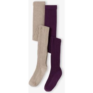 VERTBAUDET Girl's Aubergine Knitted Leotard Set - Casual Wear VERTBAUDET Girl's Aubergine Knitted Leotard Set - Casual Wear