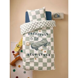 Vertbaudet Green Damier Freestyle Kids Bedding Set Vertbaudet Green Damier Freestyle Kids Bedding Set