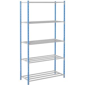 Estantería básica de acero Kaiserkraft - estantes ajustables, gris y azul Estantería básica de acero Kaiserkraft - estantes ajustables, gris y azul
