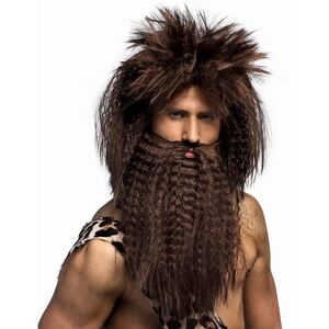 JADEO Brown Caveman Wig and Beard - Costume Accessory JADEO Brown Caveman Wig and Beard - Costume Accessory