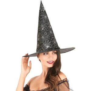 Personage Black witch hat with white spider web - Hat for Adults Personage Black witch hat with white spider web - Hat for Adults