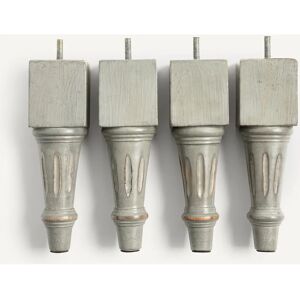 AM.PM Pieds de lit en acacia - Lot de 4, Style Louis XVI, Blanc AM.PM Pieds de lit en acacia - Lot de 4, Style Louis XVI, Blanc