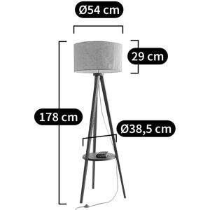 Lampe tripode en bois et lin, Setto - Lampadaire Lampe tripode en bois et lin, Setto - Lampadaire