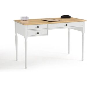 LA REDOUTE INTERIEURS Escritorio de pino macizo - 3 cajones - Blanco - Escritorio LA REDOUTE INTERIEURS Escritorio de pino macizo - 3 cajones - Blanco - Escritorio