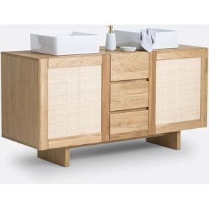 Mobile doppio lavabo La Redoute Interieurs - Quercia e vimini - Beige Mobile doppio lavabo La Redoute Interieurs - Quercia e vimini - Beige