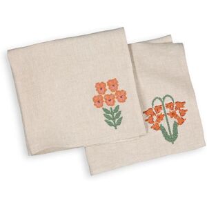 LA REDOUTE INTERIEURS Serviettes en lin - Broderie florale 45x45cm LA REDOUTE INTERIEURS Serviettes en lin - Broderie florale 45x45cm