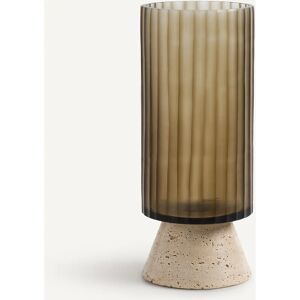 AM.PM - Trapani - Beige - Verre fumé base travertine - Vase AM.PM - Trapani - Beige - Verre fumé base travertine - Vase
