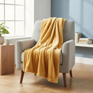 Mondial Tissus - Plaid flanelle jaune 125x150 cm - jaune - blanket Mondial Tissus - Plaid flanelle jaune 125x150 cm - jaune - blanket