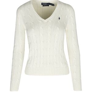 Suéter de algodón con cuello en V y tricot de cable Polo Ralph Lauren Kimberly - Crema Suéter de algodón con cuello en V y tricot de cable Polo Ralph Lauren Kimberly - Crema