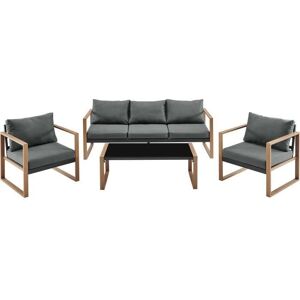 Ensemble de Mobilier de Jardin en Aluminium Effet Bois - 5P - Publicité Ensemble de Mobilier de Jardin en Aluminium Effet Bois - 5P - Publicité