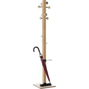 Perchero easyCloth - Madera maciza, 8 ganchos grandes, soporte para paraguas negro Perchero easyCloth - Madera maciza, 8 ganchos grandes, soporte para paraguas negro