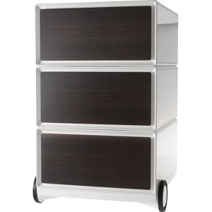 Contenedor rodante Paperflow easyBox - 3 cajones, blanco/wengué Contenedor rodante Paperflow easyBox - 3 cajones, blanco/wengué