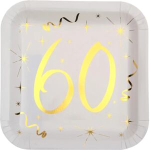 Assiettes en papier dorées pour 60e anniversaire Santex - lot de 10 - Publicité Assiettes en papier dorées pour 60e anniversaire Santex - lot de 10 - Publicité