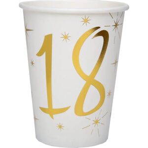 Santex Gobelets papier blanc et or pour 18 ans - Paper Cups - Publicité Santex Gobelets papier blanc et or pour 18 ans - Paper Cups - Publicité