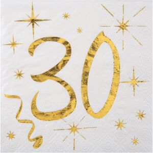 Serviettes de cocktail dorées Santex 30e anniversaire - Serviettes de cocktail - Publicité Serviettes de cocktail dorées Santex 30e anniversaire - Serviettes de cocktail - Publicité