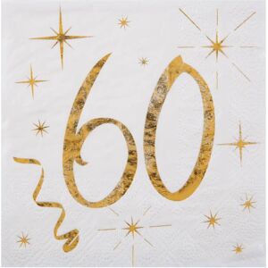 Serviettes de cocktail dorées Santex 60e anniversaire - Vaisselle en feuille pour canape - Publicité Serviettes de cocktail dorées Santex 60e anniversaire - Vaisselle en feuille pour canape - Publicité