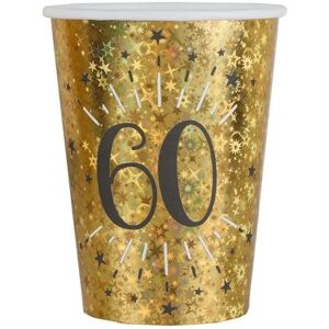 Gobelets en papier noir et or pour le 60e anniversaire - Vaisselle de fête - Publicité Gobelets en papier noir et or pour le 60e anniversaire - Vaisselle de fête - Publicité
