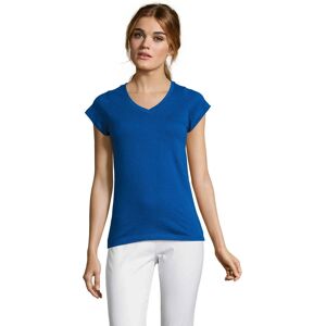 SOLS Moon Outdoor Blå Kvindes V-hals T-shirt SOLS Moon Outdoor Blå Kvindes V-hals T-shirt