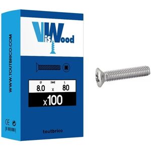 Vis à métaux VISWOOD - Pozidriv - 8x80mm - Zincé - Blanc - Publicité Vis à métaux VISWOOD - Pozidriv - 8x80mm - Zincé - Blanc - Publicité