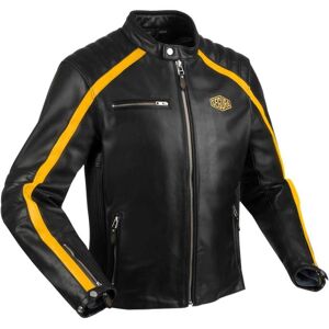 Giacca da moto in pelle Segura - Design retrò-moderno - Nero/Giallo Giacca da moto in pelle Segura - Design retrò-moderno - Nero/Giallo