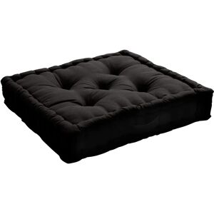 IDEKO Black Cotton Floor Cushion 50x50x10cm IDEKO Black Cotton Floor Cushion 50x50x10cm