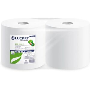 Serviettes en papier blanches Lucart en cellulose recyclée - Lot de 2 - 300m - Publicité Serviettes en papier blanches Lucart en cellulose recyclée - Lot de 2 - 300m - Publicité