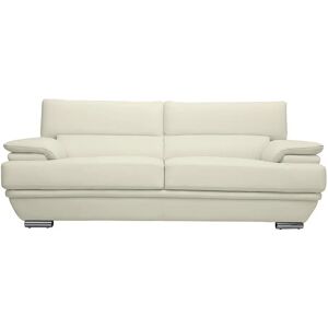 Divano in Pelle Bianca 3 Posti con Tettiere Regolabili - Divano Divano in Pelle Bianca 3 Posti con Tettiere Regolabili - Divano