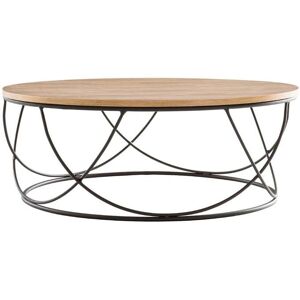 Miliboo Table Basse Ronde en Bois et Métal - Design Industriel Moderne - Publicité Miliboo Table Basse Ronde en Bois et Métal - Design Industriel Moderne - Publicité