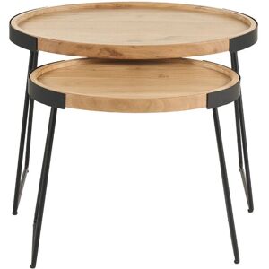 Tables gigognes ELAVO en bois d’acacia et métal noir - Publicité Tables gigognes ELAVO en bois d’acacia et métal noir - Publicité